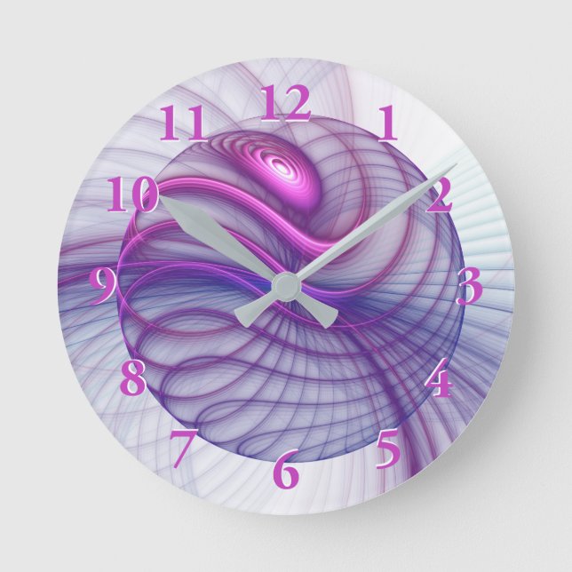 Horloge Ronde Beaux Mouvements Abstrait Fractal Art Rose (Recto)