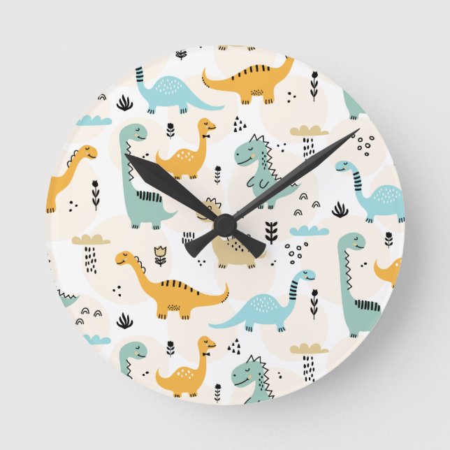 Horloge Ronde Bébé Dinosaures (Recto)