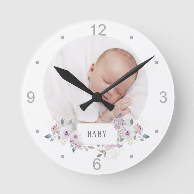Horloge Ronde Bébé | Floral Embellished Newborn (Recto)