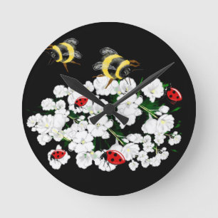 Horloge Ronde BEES et Ladybugs l'art naturel