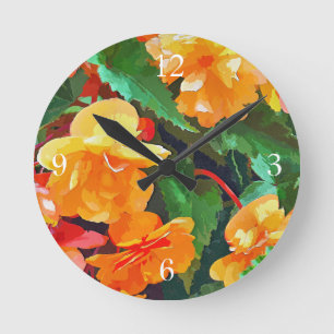 HORLOGE RONDE BÉGONIAS