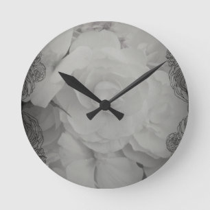 Horloge Ronde Bégonie blanche