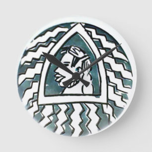Horloge Ronde Belle Africaine Bongo Massai Portrait Tribal Art