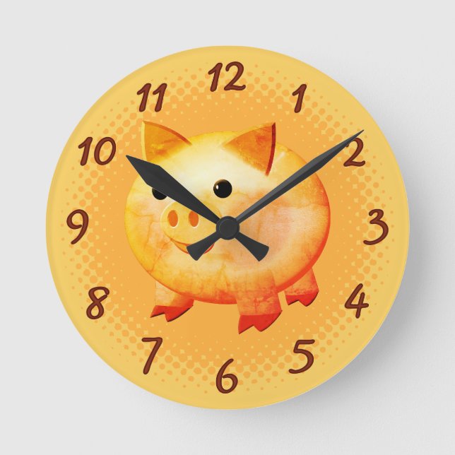 Horloge Ronde Belle Cartoon Bébé porc (Recto)