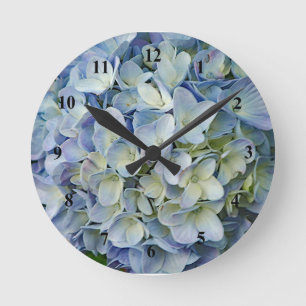 Horloge Ronde Belle Hydrangée Bleue Fleurs Photo