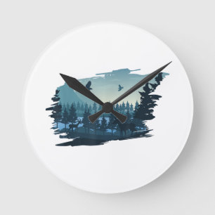 Horloge Ronde Belle Montagne, Arbres et Forêt Naturels
