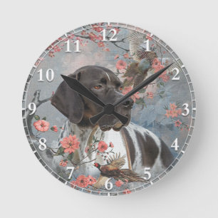 Horloge Ronde Belle pointer avec faisans  