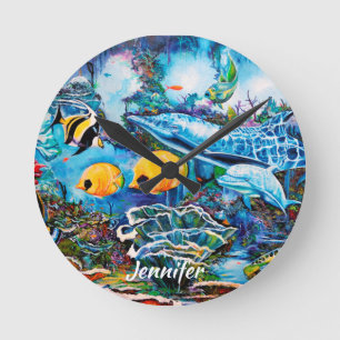 Horloge Ronde Belle vie marine près de récif