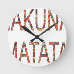 Horloge Ronde Belles couleurs Vintages africaines Hakuna Matata 