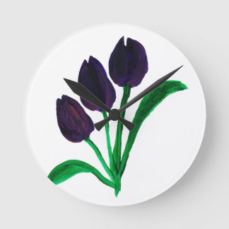 Horloge Ronde Belles tulipes aquarelles