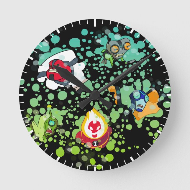 Horloge Ronde Ben 10 Aliens Formulaires Graphique de bulle (Recto)
