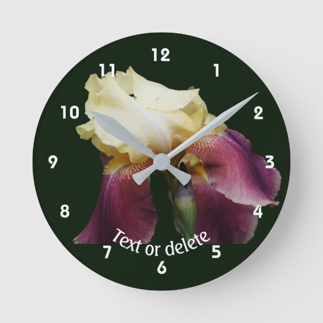 Horloge Ronde Bending Bearded Iris Flower Personalized   (Recto)