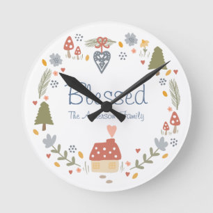 Horloge Ronde Bénie Personnalisé Cosy Country Cottage Hygge