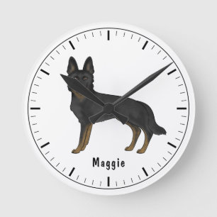 Horloge Ronde Berger Allemand Bi-Noir Chien Mignon Avec Texte Pe