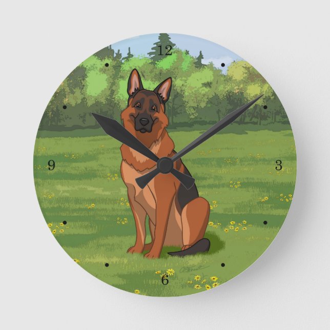 Horloge Ronde Berger allemand rouge et noir GSD (Recto)