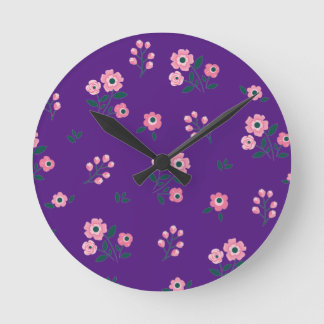 Horloge Ronde Bestseller floral violet bleu design pour mariage