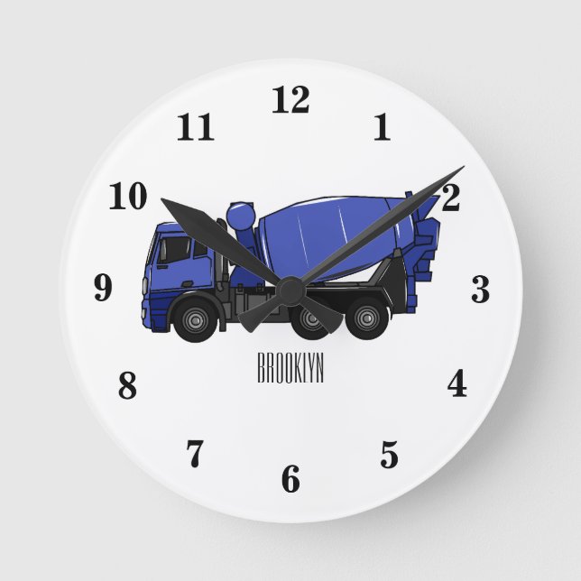 Horloge Ronde Béton mélange camion de transport caricature (Recto)