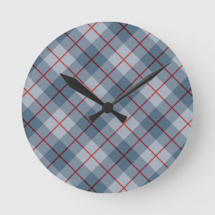 Horloge Ronde Bias Plaid Blue Red Stripe