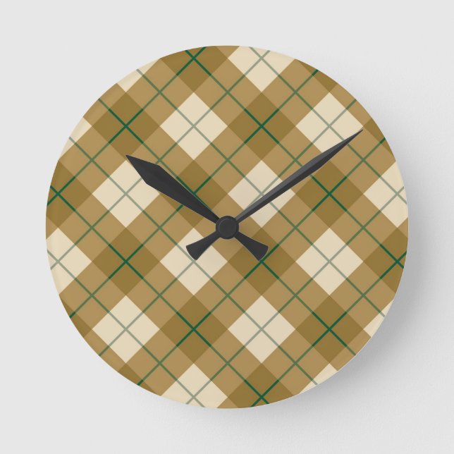 Horloge Ronde Bias Plaid en or et Green Stripe (Recto)