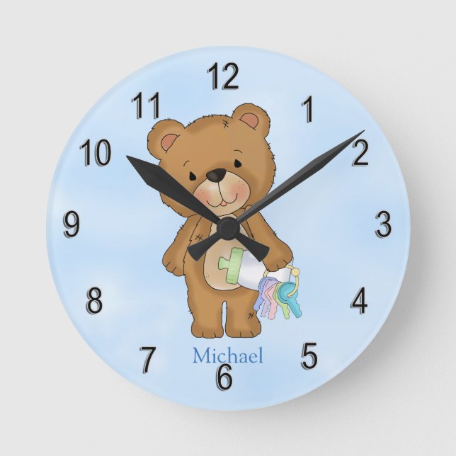 Horloge Ronde Biberon d'ours de nounours de bébé de l'horloge de (Recto)