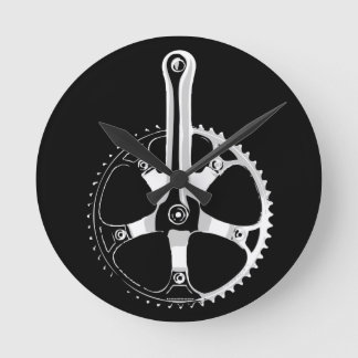 Horloge Ronde Bicyclette Crankset - blanc de Pista sur le noir