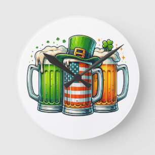 Horloge Ronde Bière Irlandaise Irlande Fête de la Saint-Patrick 