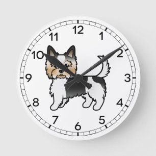 Horloge Ronde Biewer Terrier Yorkie Chien de Dessin Animé Mignon