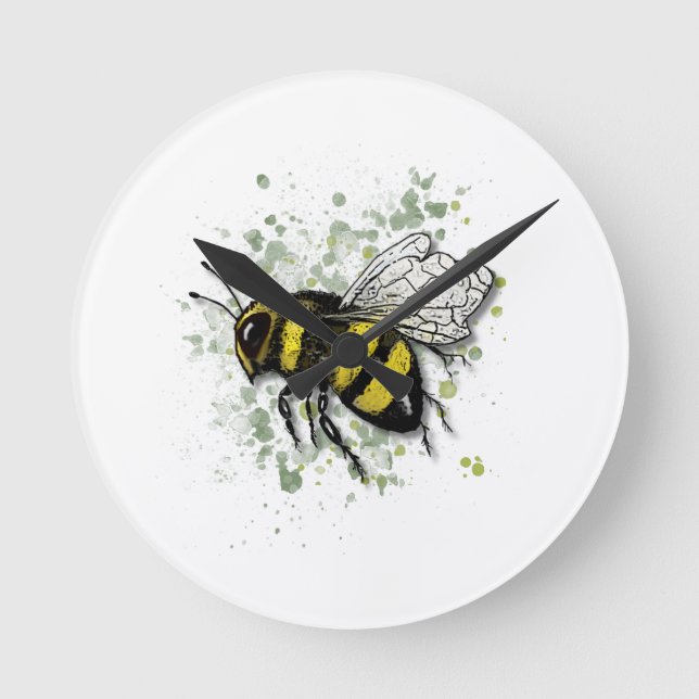Horloge Ronde Big Beautiful Bumble BEE, Digital Drawing (Recto)