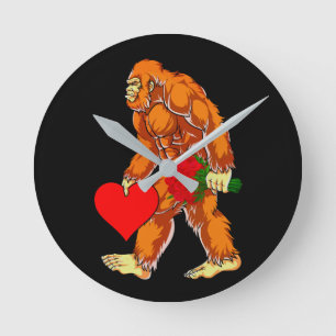 Horloge Ronde Bigfoot Sasquatch Funny Valentines Jour Amour
