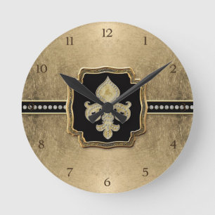 Horloge Ronde Bijou de cru de Fleur de Lis Faux de regard de