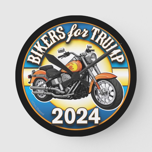 Horloge Ronde Bikers Pour Trump 2024 - Cyclisme Patriotique (Recto)