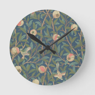 Horloge Ronde 'Bird and Pomegrenate' Wallpaper Design, printed b