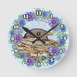 Horloge Ronde Bird in Nest clock