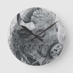 Horloge Ronde Bison d'Amérique