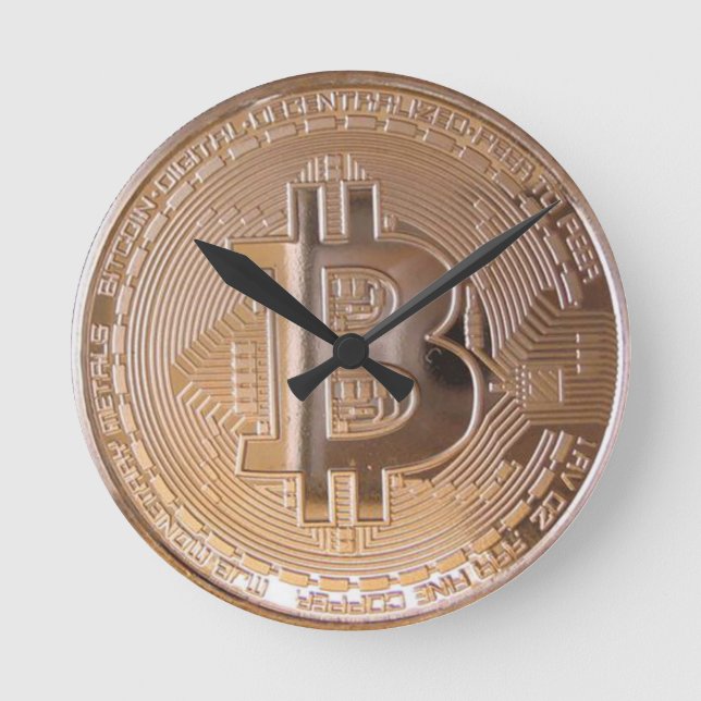 Horloge Ronde Bitcoin métallique fait ​ ​ de cuivre. M1 (Recto)