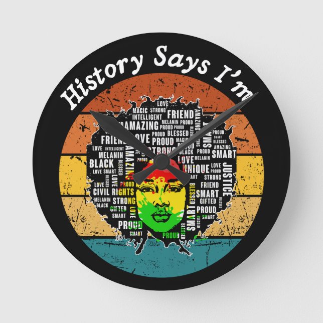 Horloge Ronde Black Afro Woman (Recto)