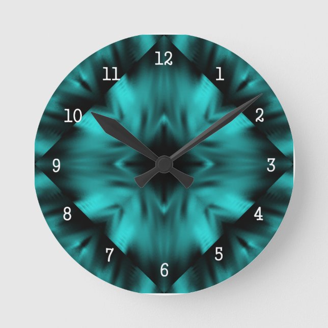 Horloge Ronde Black and Teal Designer Wall Clocks (Recto)