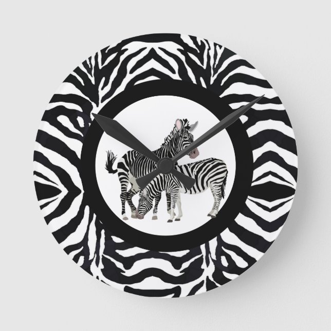 Horloge Ronde Black and White Zebra Round Acrylic Wall Clock (Recto)