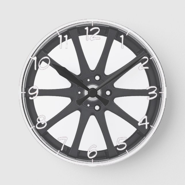 Horloge Ronde "Black car wheels" (Recto)