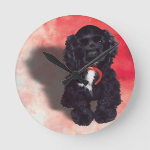 Horloge Ronde Black Cocker Spaniel Puppy - Abby
