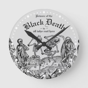 Horloge Ronde Black Death Dancing Skeletons gothique Macabre