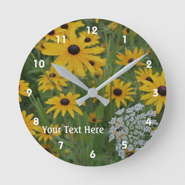 Horloge Ronde Black Eyed Susan et Queen Anne's Lace Flowers (Recto)