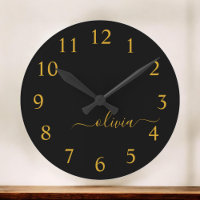 Black Gold Modern Script Girl Monogramme Nom