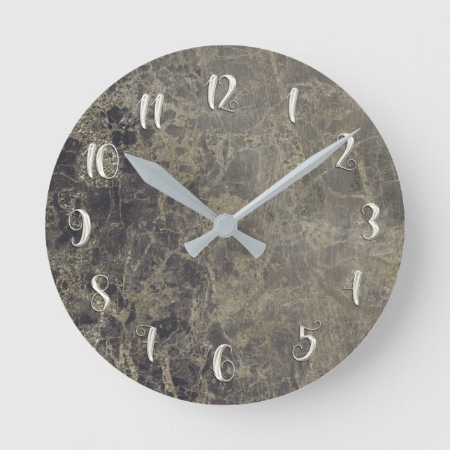 Horloge Ronde Black Granite Glam Marble Modern Personalized (Recto)