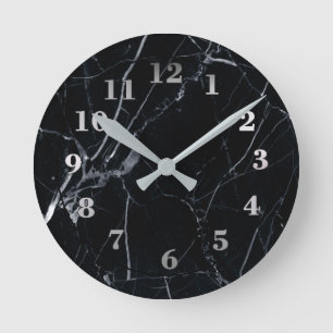 Horloge ronde Black Marble