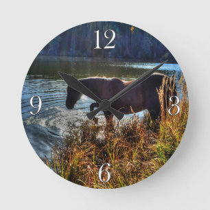Horloge Ronde Black Percheron Stallion