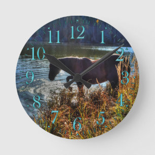 Horloge Ronde Black Percheron Stallion