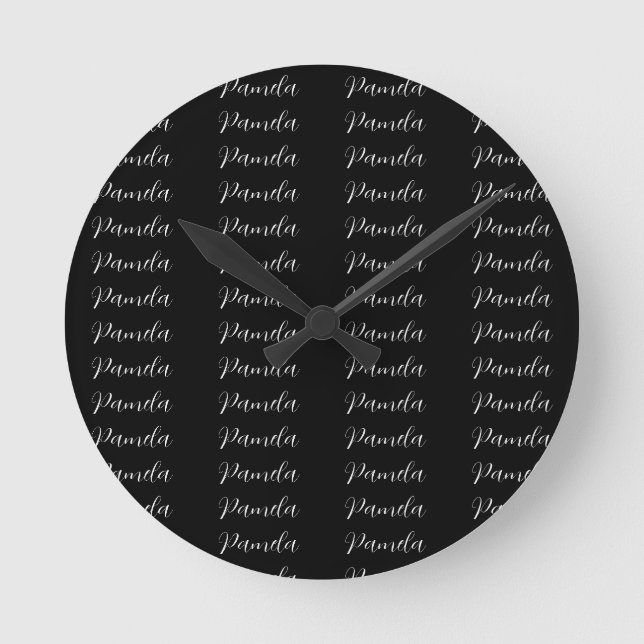 Horloge Ronde Black Red Minimalist Ajouter un nom personnalisé (Recto)