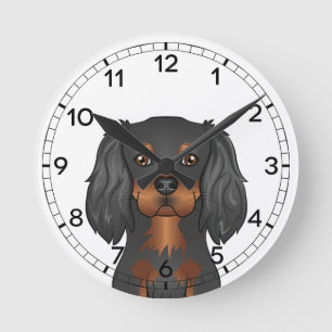 Horloge Ronde Black & Tan Cavalier King Charles Spaniel Dog Head