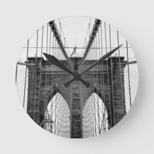 Horloge Ronde Black White Brooklyn Bridge New York
